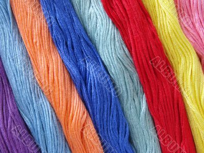 colorful threads skeins