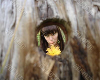 Girl with yellow leaf