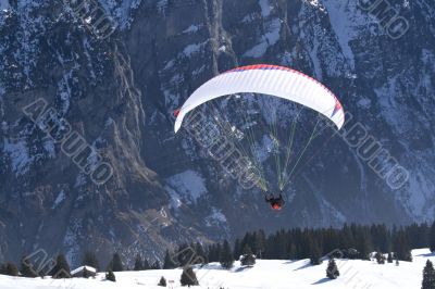 Paraglider, take-off.