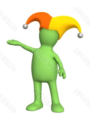 3d puppet, in a hat of the clown with bells