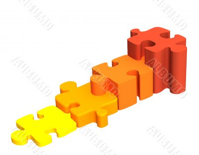 Four pieces of the puzzle, combined by a ladder