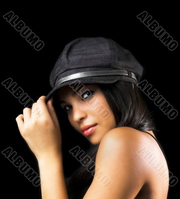 sexy girl holding hat