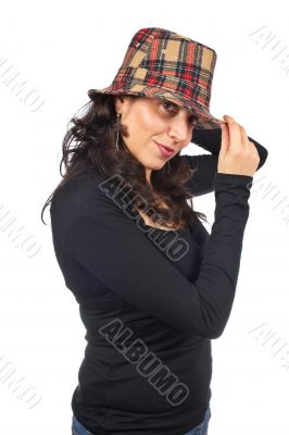 Happy casual woman with hat