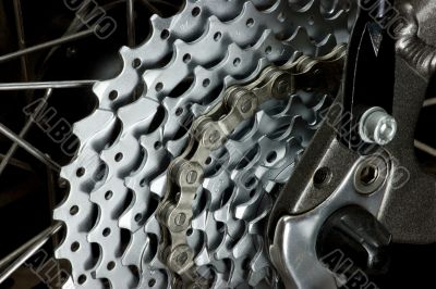 Rear MTB cassette with chain