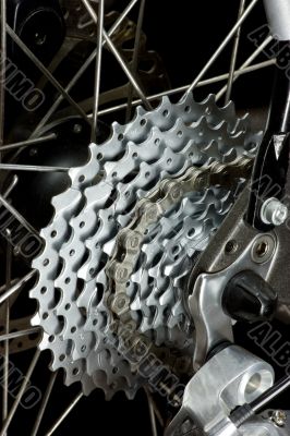 Rear MTB cassette with chain