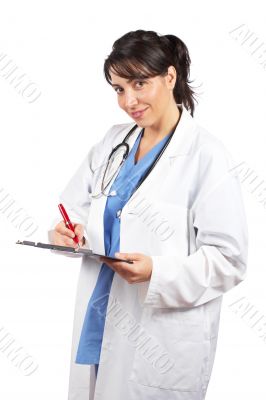 Female doctor writing