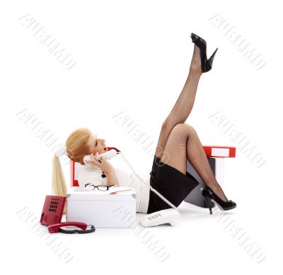 laying chatting businesswoman