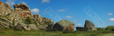 Huge stones near mountain