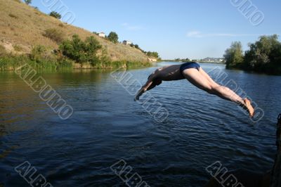 jumping in water
