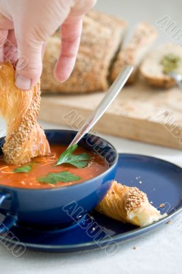 Dipping the bread