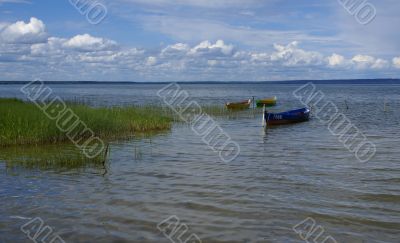 boats on quiet lake