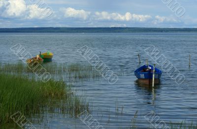 boats on quiet lake