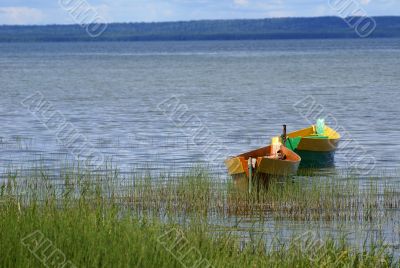 boats on quiet lake