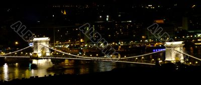 Sz&eacute;chenyi Chain Bridge in Budapest by night