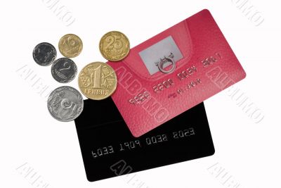 Credit cards with coins