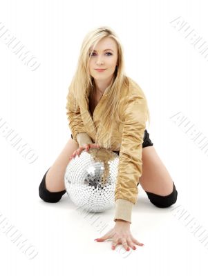 golden jacket girl with disco ball 4