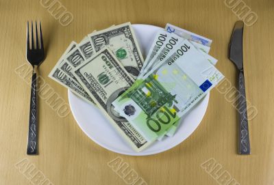 Money on the plate
