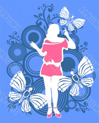 Woman and butterflies