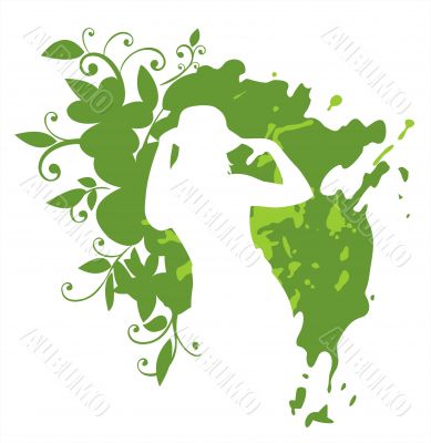 Woman on a green background