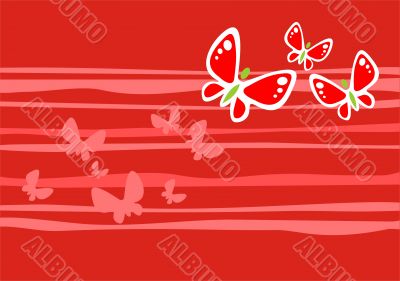 Red butterflies background