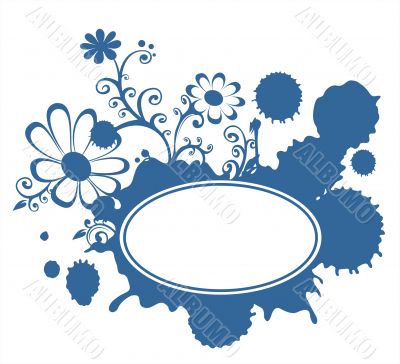 Blue blot and flowers frame