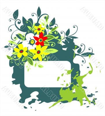 Green grunge floral frame