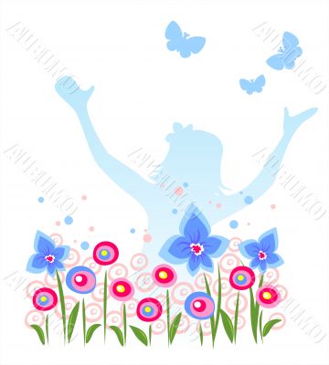 Girl and butterflies