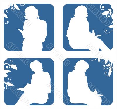 Silhouettes of sitting women