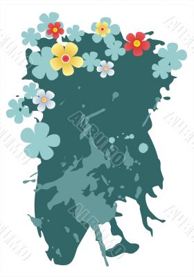 Green blots and flowers