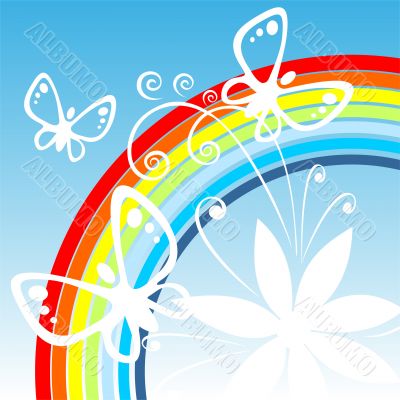 Rainbow and butterflies