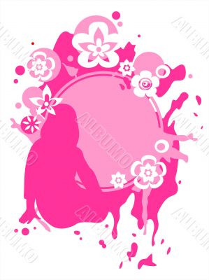 Girl and pink frame