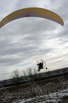 Paraplan in winter in Russia