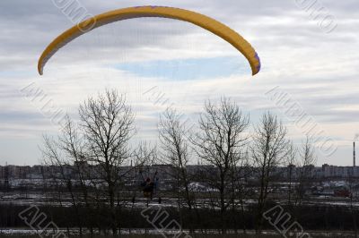 Paraplan in winter in Russia