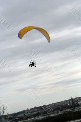 Paraplan in winter in Russia