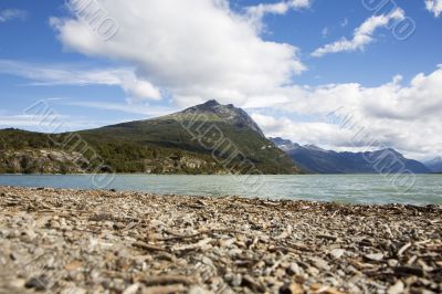 lake with mountains