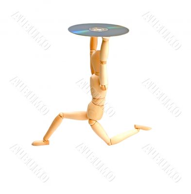 wood mannequin with CD-rom