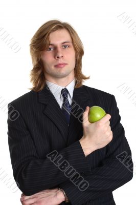 A businessman with an apple