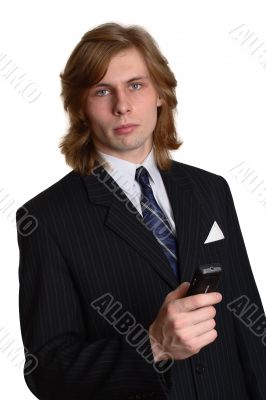 A businessman with a telephone