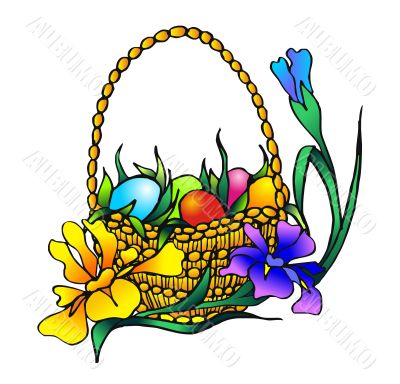 easter eggs and irises