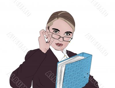 Portrait of the business woman with a folder