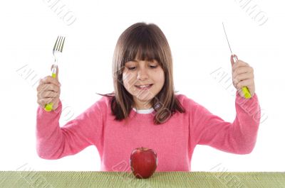 Girl with red apple