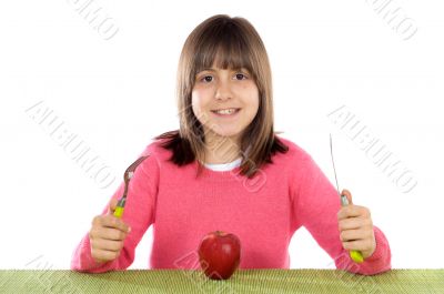 Girl with red apple