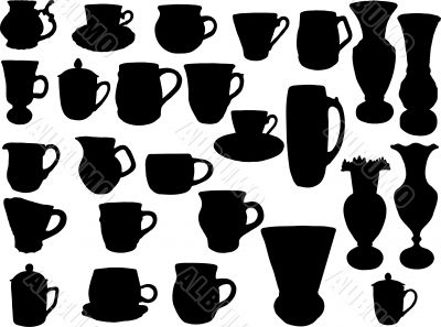 Silhouettes of pots and vases