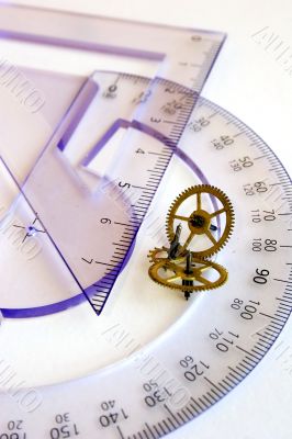 gear and ruler