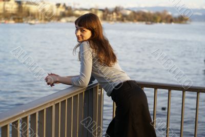 smiling girl at the bridge