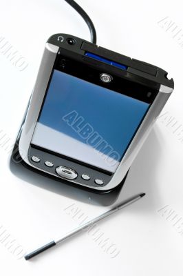 PDA in cradle with stylus