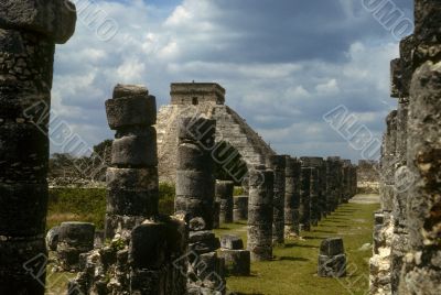 Mayan stone columns