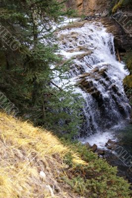 Waterfalls in narrow canyon