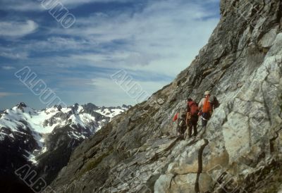 Climbers traversing Mt Formidable