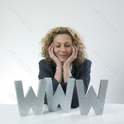 Dreamy woman with www